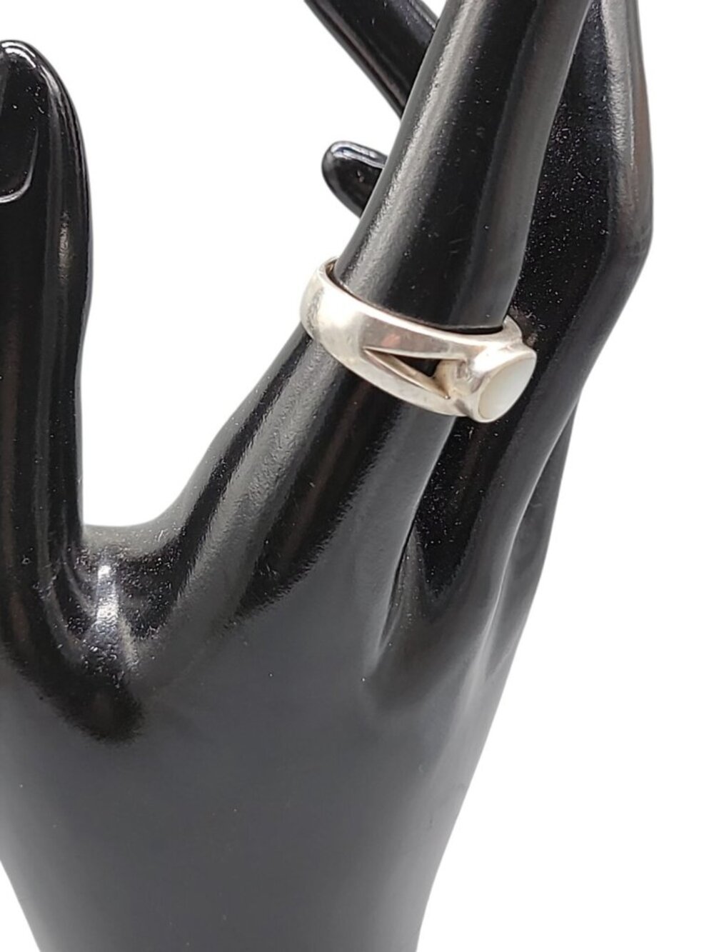 SU Sterling Silver Mother Of Pearl Ring Size 8 Band Style Thailand 925 Gemstone - Picture 11 of 16